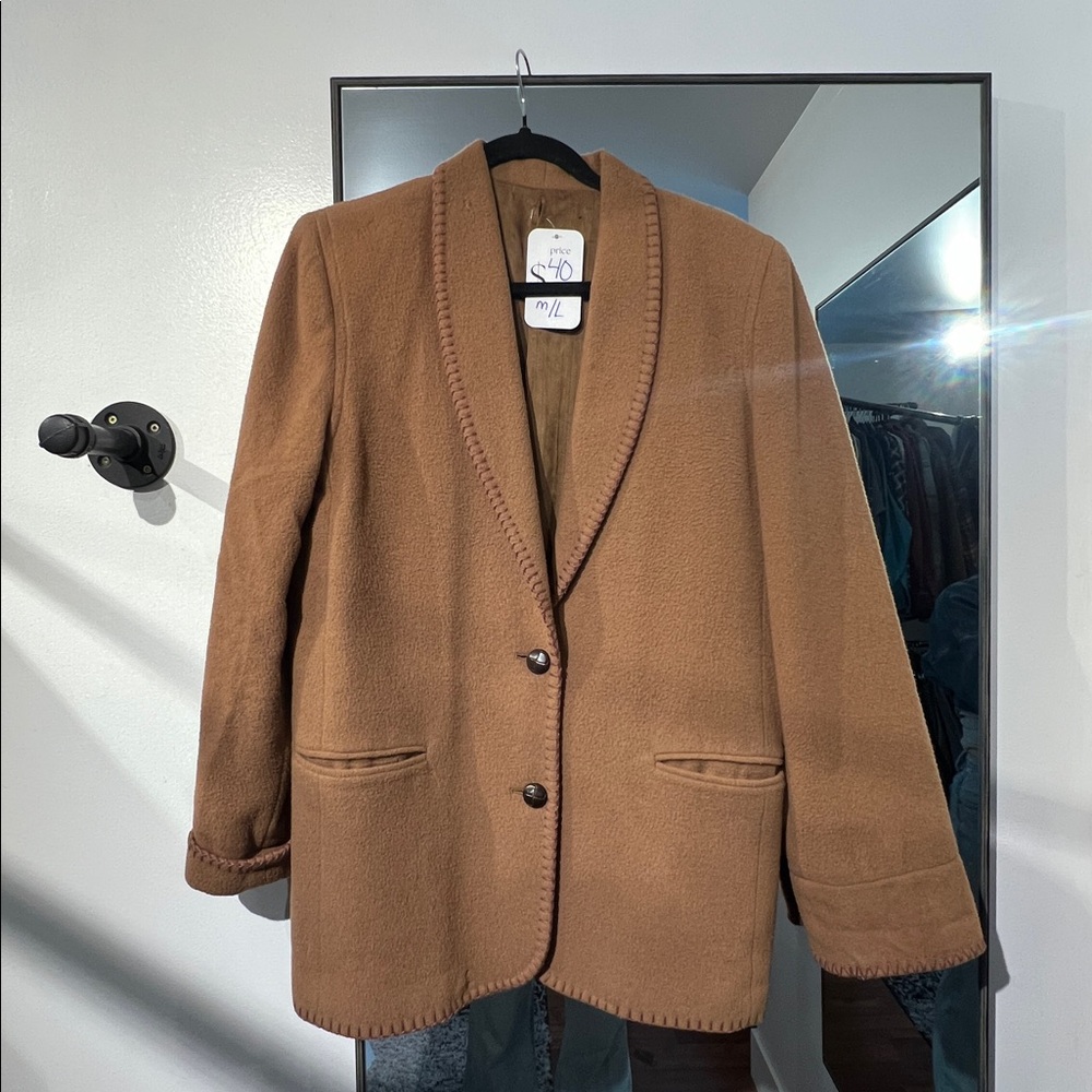 Felted Wool Camel Blazer Winter Jacket